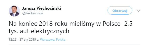 2,5 tys. aut elektrycznych