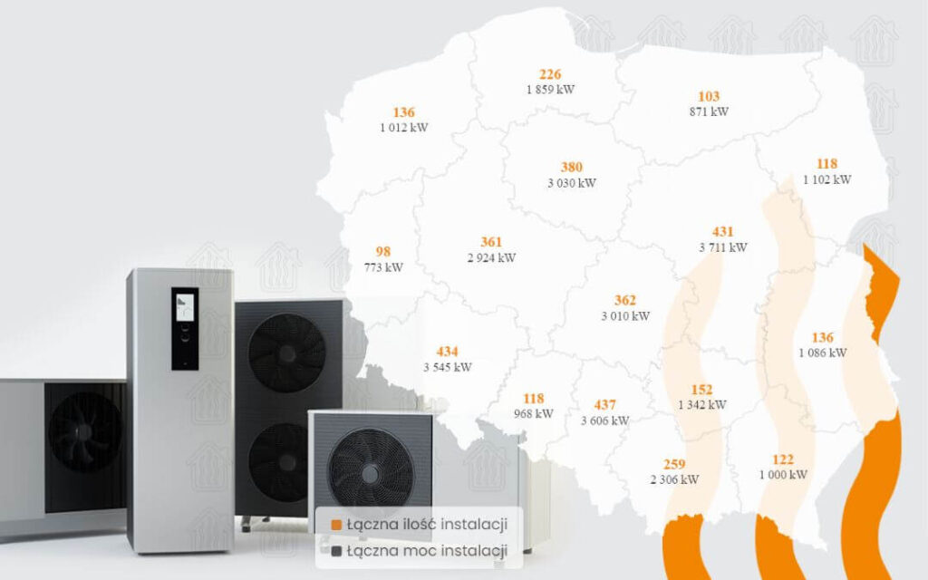 Liczba przyznanych dofinansowań do projektów instalacji pomp ciepła - stan na dzień 7 grudnia 2022 r.
Źródło: mojecieplo.gov.pl