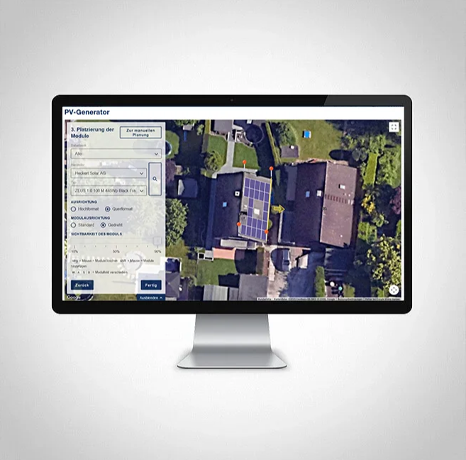 Widok na monitor z kostal solar plan.